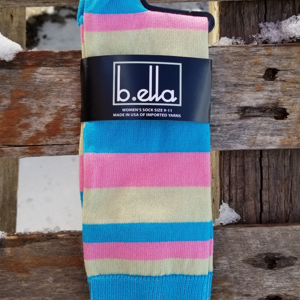 b.ella pima cotton bright pastel stripe Socks sz 5-10